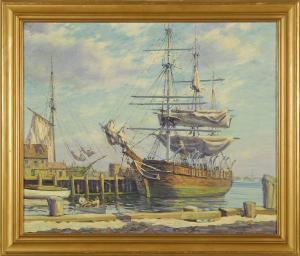 RAPOZA Francisco 1911,New Bedford harbor scene depicting a whaling ship ,Eldred's US 2010-04-08