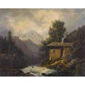 RAPP Johann Rudolf 1827-1903,Gebirgsbach mit einer Hütte.,1852,Dobiaschofsky CH 2015-05-06