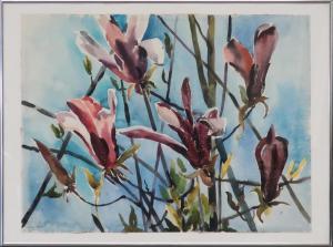 RAPP Lois 1907-1992,Branches with magnolia blossoms,Wiederseim US 2018-11-24