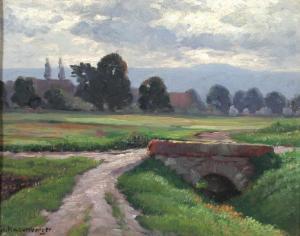 RASENBERGER Reinhold 1900-1900,Landschaft mit Blick auf das Dorf,Walldorf DE 2018-08-18