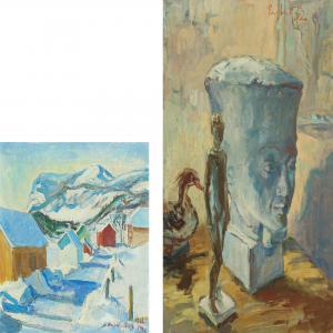 RASMUSSEN ENGBERT Marius 1907,Still life with sculptures,1952,Bruun Rasmussen DK 2014-09-08