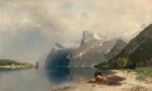 RASMUSSEN Georg Anton 1842-1914,A fjord landscape,1894,Palais Dorotheum AT 2023-09-07