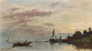 RASMUSSEN Georg Anton,A Norwegian Coastal Landscape at Sunset,1881,Palais Dorotheum 2023-12-12