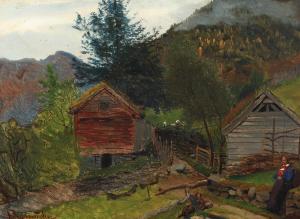 RASMUSSEN Georg Anton 1842-1914,Scenery from Norway with a cabin,Bruun Rasmussen DK 2024-01-08