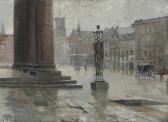 RASMUSSEN HANS SOPHUS CARL,A rainy day at Nytorv in Copenhagen,1911,Bruun Rasmussen 2023-08-07