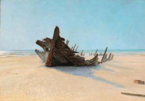 RASMUSSEN HEDEGAARD J 1866-1948,Shipwreck on a beach in Jutland,1906,Bruun Rasmussen DK 2017-03-13