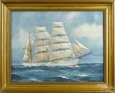RASMUSSEN Helge 1900,Gouache ship portrait,Pook & Pook US 2015-04-27