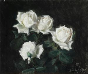 RASMUSSEN Niels Peter 1847-1918,Still life with white roses,1914,Bruun Rasmussen DK 2024-03-25
