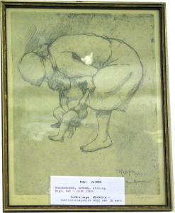RASSENFOSSE Armand 1862-1934,"La Précaution". Plåtstrl ca,Auktionskompaniet SE 2007-03-18