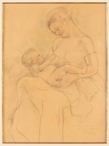 RASSENFOSSE Armand 1862-1934,Mère et son enfant,1933,Horta BE 2024-04-22