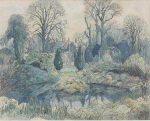 RATCLIFFE William Whitehead 1870-1955,AN ORNAMENTAL GARDEN POND,Sworders GB 2020-06-10