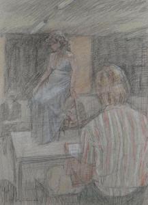 RATHMELL Thomas, Tom,figures in a life-drawing class with model on a ch,Rogers Jones & Co 2022-02-04