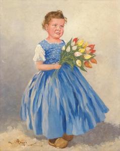 RAU Alexander 1878-1944,Holländisches Mädchen mit Tulpenstrauss,Fischer CH 2014-11-26