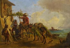 RAUCH DE MILAN Johann Nepomuk 1804-1847,Donkey Rider at an Italian Farmstead,1843,Van Ham 2020-05-28