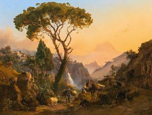 RAUCH DE MILAN Johann Nepomuk 1804-1847,Italian landscape with a herd o,1845,im Kinsky Auktionshaus 2017-10-18