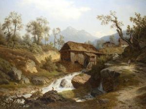 RAUSCH Leonhard 1813-1895,At the mountain river,Peter Karbstein DE 2013-10-19
