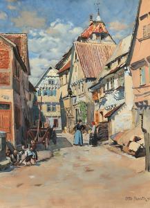 RAUTH Otto 1862-1922,Straßenszene in einer deutschen Kleinstadt,1898,Von Zengen DE 2022-09-02