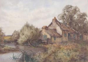 RAWLINS Ethel Louise 1880-1940,A thatched cottage by a pond,1899,Keys GB 2023-01-05