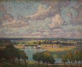 RAWLINS Ethel Louise 1880-1940,Open Landscape with River, Bridge and C,20th Century,Tooveys Auction 2008-11-05