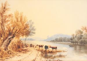 RAWORTH William Henry 1820-1905,Cattle Watering in a Landscape,John Nicholson GB 2020-09-25