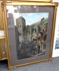 RAYNER Frances 1800-1800,Street scene before a cathedral,Bellmans Fine Art Auctioneers GB 2014-08-08