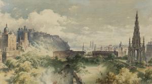 RAYNER Louise Ingram 1832-1924,View of Edinburgh, towards the Castle,1848,Rosebery's GB 2024-02-27