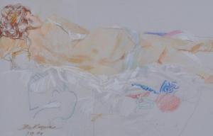 Raynes John 1929,Geraldine reclined on a Japanese dressing gown,1989,Burstow and Hewett 2010-12-15