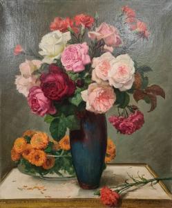 RAYNOUARD 1800-1900,Nature morte au vase de roses,1926,Rossini FR 2023-01-17
