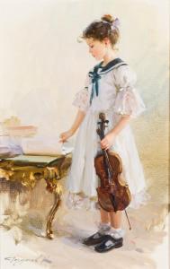 RAZUMOV Konstantin 1974,Niña violinista,Duran Subastas ES 2022-06-21