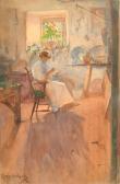 READ Edward A 1800-1900,female figure seated in a cottage interior,1891,John Nicholson GB 2022-09-07
