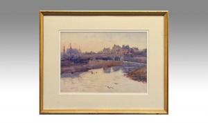 READE Mary 1892-1933,Exhib - ' Ramsey ' Bridge Over River Watercolour,Gerrards GB 2012-06-14