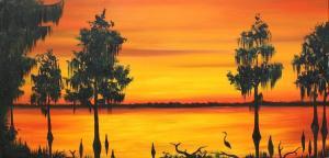 REAGAN Willie 1944,Vibrant Florida Highwaymen sunset scene on the Ind,Burchard US 2018-02-25