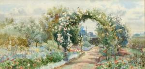 REASON Florence 1800-1900,A flower garden with rose arbor in full bloom,Mallams GB 2012-03-09
