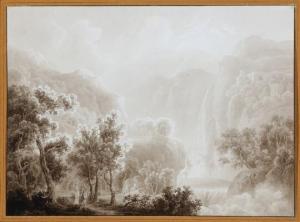 REBELL Joseph,Neoclassical figures in a landscape with waterfall,Bruun Rasmussen 2018-06-01
