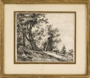 RECHBERGER Franz 1771-1841,Hillside landscape with trees and fence,Eldred's US 2016-10-28