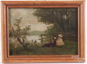 RECKHARD Gardner Arnold 1858-1908,landscape with figures,1880,Pook & Pook US 2017-10-09