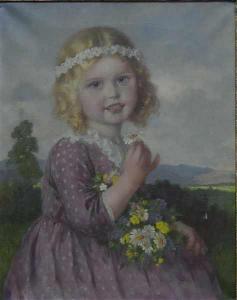 RECKNAGEL Theodor 1865-1945,Porträt eines Mädchens mit Blumen und Blütenkranz ,Georg Rehm 2019-04-11