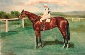 REDDETT C W,Playaway, a bay racehorse with jockey up,Christie's GB 1999-11-26
