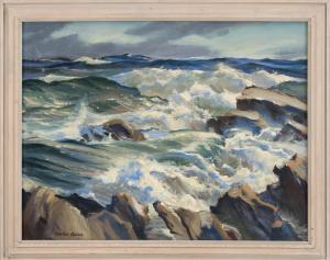 REDDIE McIvor 1864-1931,Waves crashing on a rocky coast,Eldred's US 2016-02-27