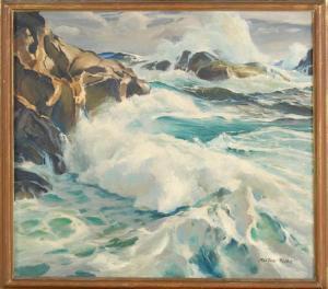 REDDIE McIvor 1864-1931,Waves crashing on a rocky coast,Eldred's US 2015-07-09