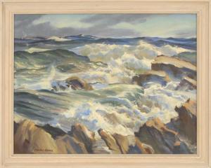 REDDIE McIvor 1864-1931,Waves crashing on a rocky coast,Eldred's US 2015-07-09