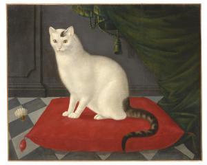 REDER Giovanni 1693-1765,Portrait d'un chat sur un coussin rouge,Christie's GB 2022-11-28
