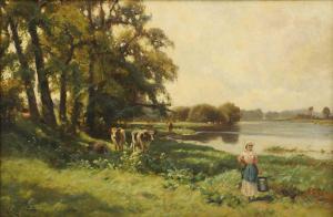 REDGATE Arthur William 1860-1906,A milkmaid and cows beside a river,Sworders GB 2023-09-26