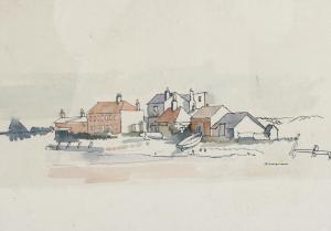 REDGRAVE William 1903-1986,Coastal Village,Burstow and Hewett GB 2023-02-23