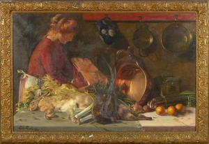 REDING Leon 1871-1900,Femme dans sa cuisine,1904,VanDerKindere BE 2023-01-24