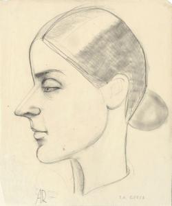 REE Anita 1885-1933,Portrait of Agnes Holthusen in left Profile,1928-1920,Stahl DE 2022-11-26