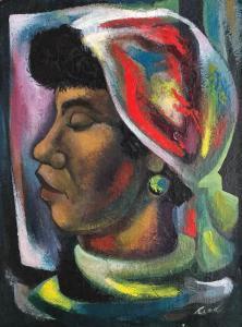 REED William James 1906-1998,Lady with Headscarf,International Art Centre NZ 2023-07-25