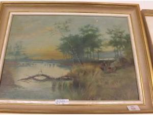 REES ALICE,River landscape with figures,1910,Keys GB 2016-08-06
