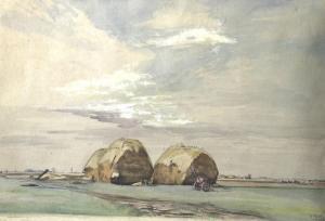 REES Gladys Mary 1898-1965,one depicting haystacks in a field, the o,Batemans Auctioneers & Valuers 2017-07-01