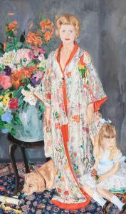 REEVE JAMES 1939,Portrait of a lady wearing a kimono, with her daug,1967,Woolley & Wallis 2022-12-14